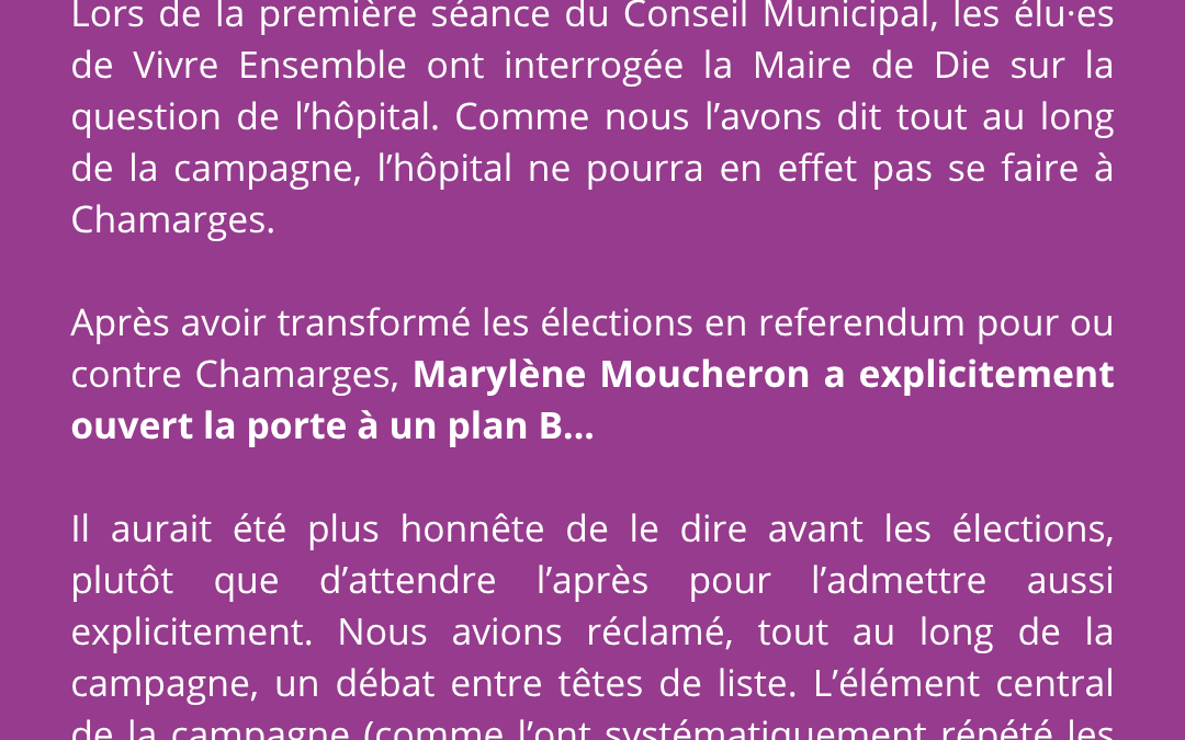 À peine élue, la majorité s&rsquo;apprête-t-elle à reculer sur l&rsquo;hôpital ?